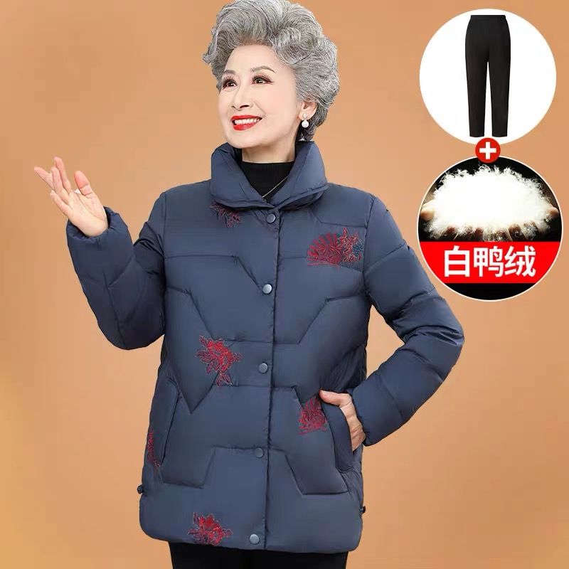 老年人羽絨服女老人冬天衣服加厚奶奶冬季保暖白鴨絨媽媽老太太裝