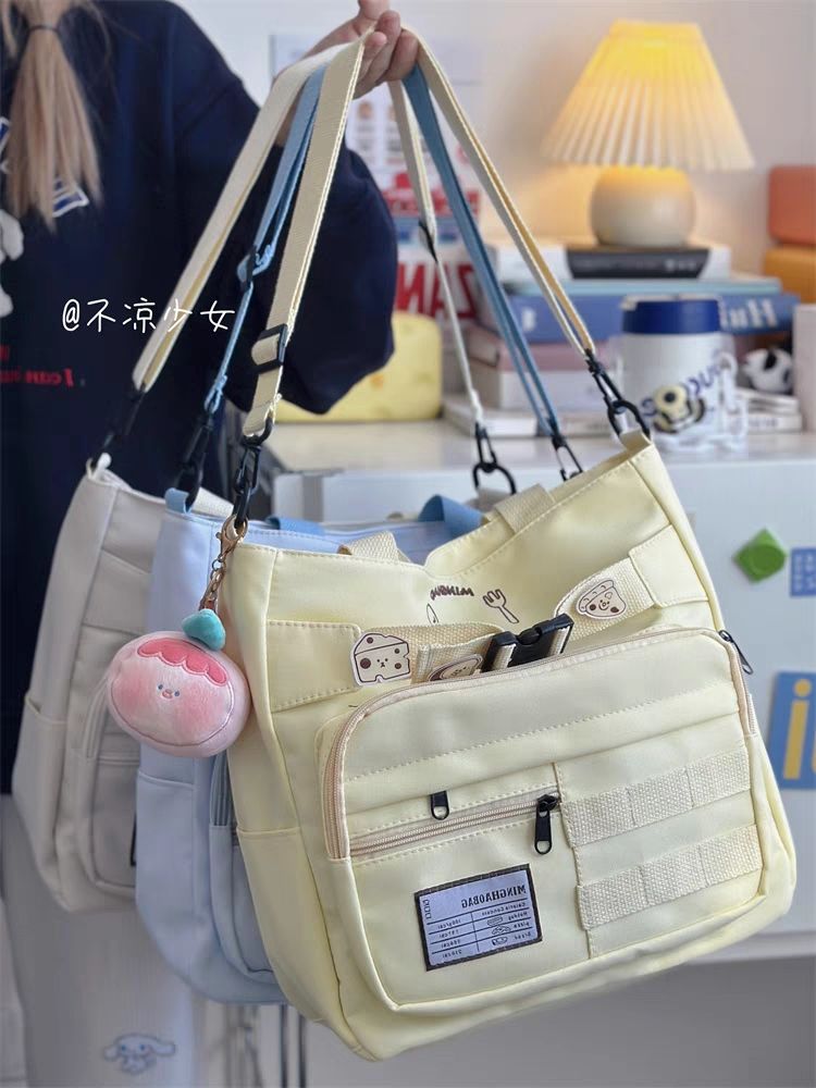 學院大容量通勤斜挎包日系ins可愛小眾少女托特包學生上課帆布包