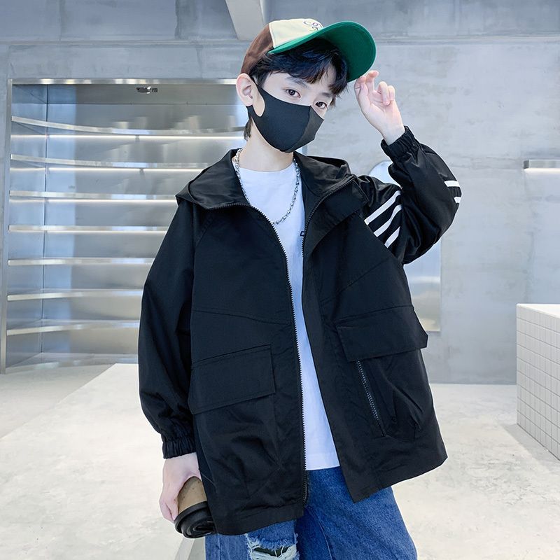 Boys spring and autumn work jacket 2023 new large children's sports jacket 12 years old and 13 years old boy autumn handsome