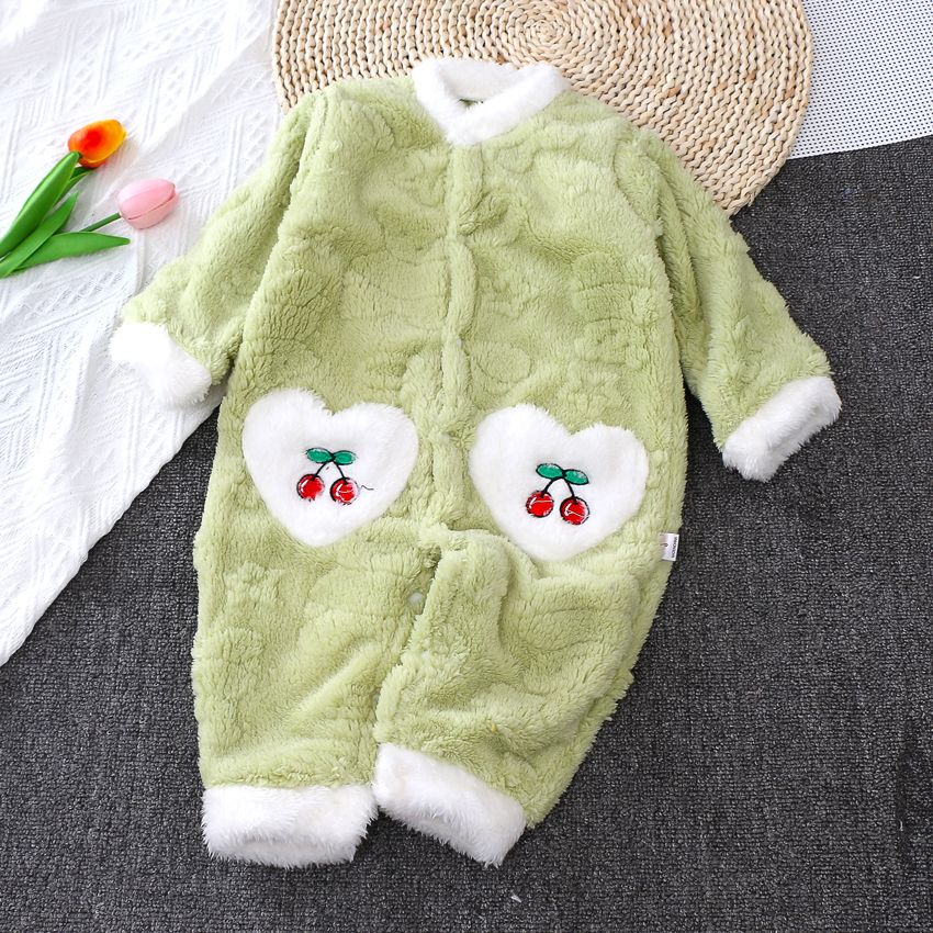 Baby one-piece baby jumpsuit flannel crotch 2 pajamas jumpsuit warm men and women children one-piece autumn and winter