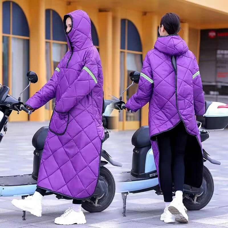 Electric car windshield quilt, winter thickened women's battery car windshield jacket, men's warm motorcycle cold-proof and windproof jumpsuit for women