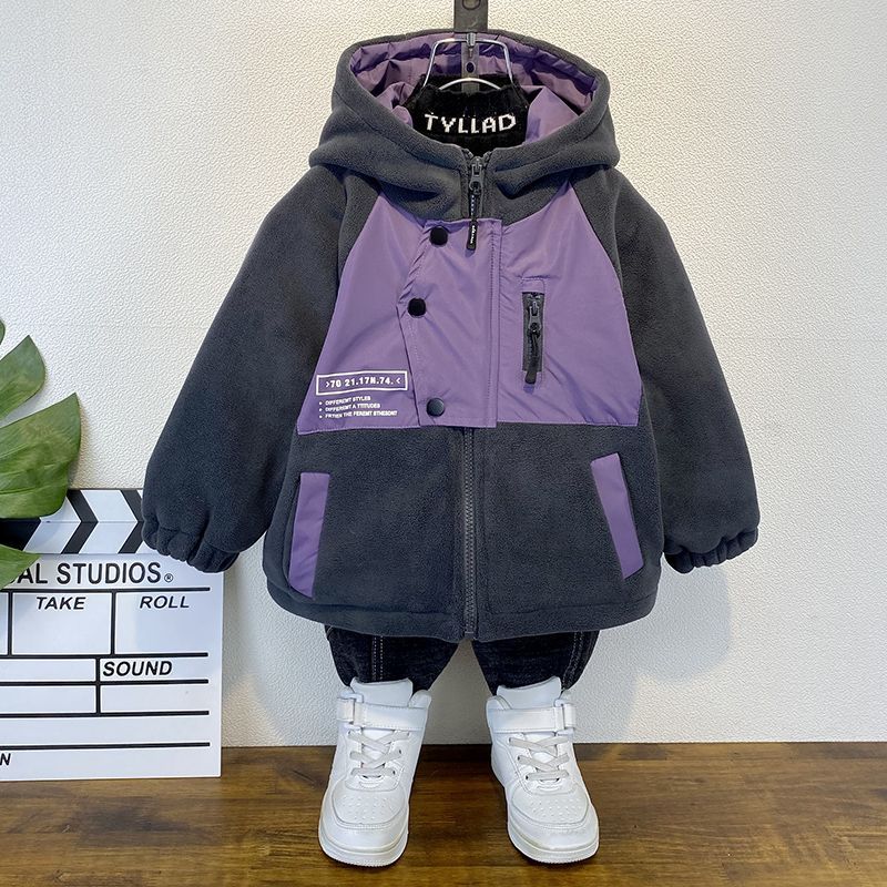 男童秋冬加絨棉服2023新款洋氣兒童冬季加厚外套帥寶寶中長款棉衣