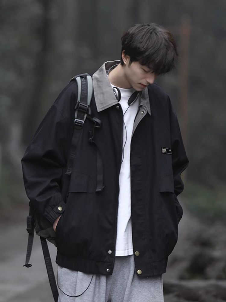 棒球服外套男款春秋季oversize潮牌cityboy日系男士工裝衝鋒夾克