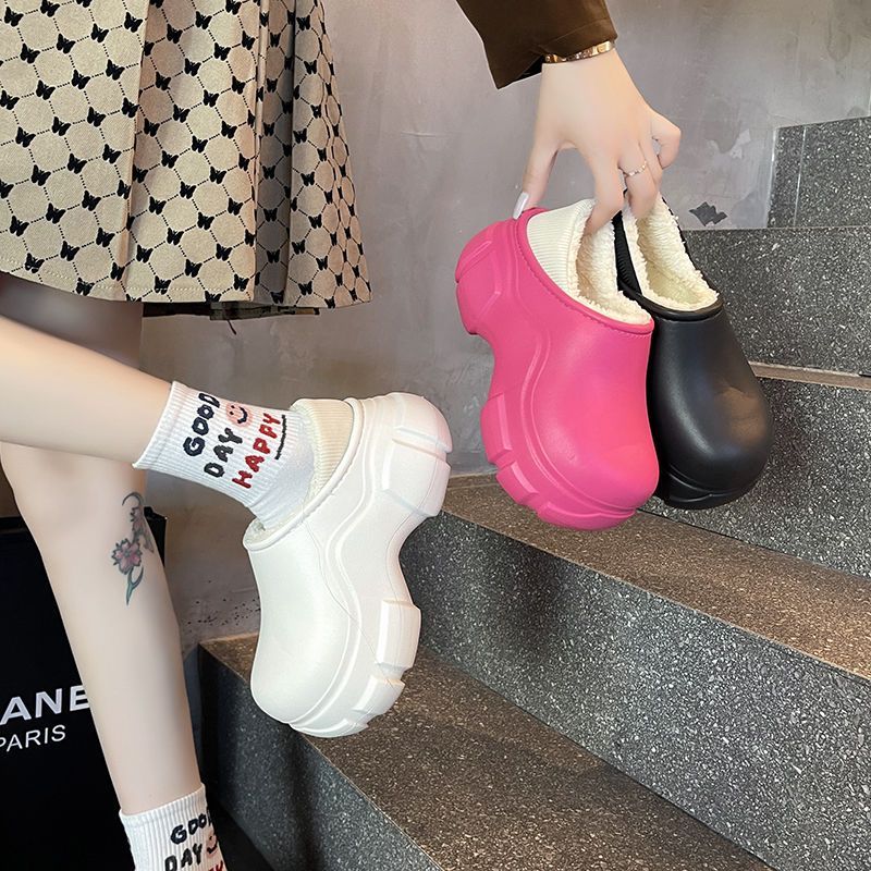 超厚底棉拖鞋包跟女2023秋冬季保暖家居防水防滑室內毛絨毛毛拖鞋