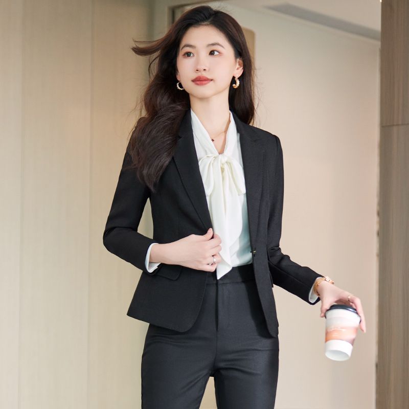 咖色韩版高端职业西装上衣女2023春秋新款高级感设计轻奢西服外套