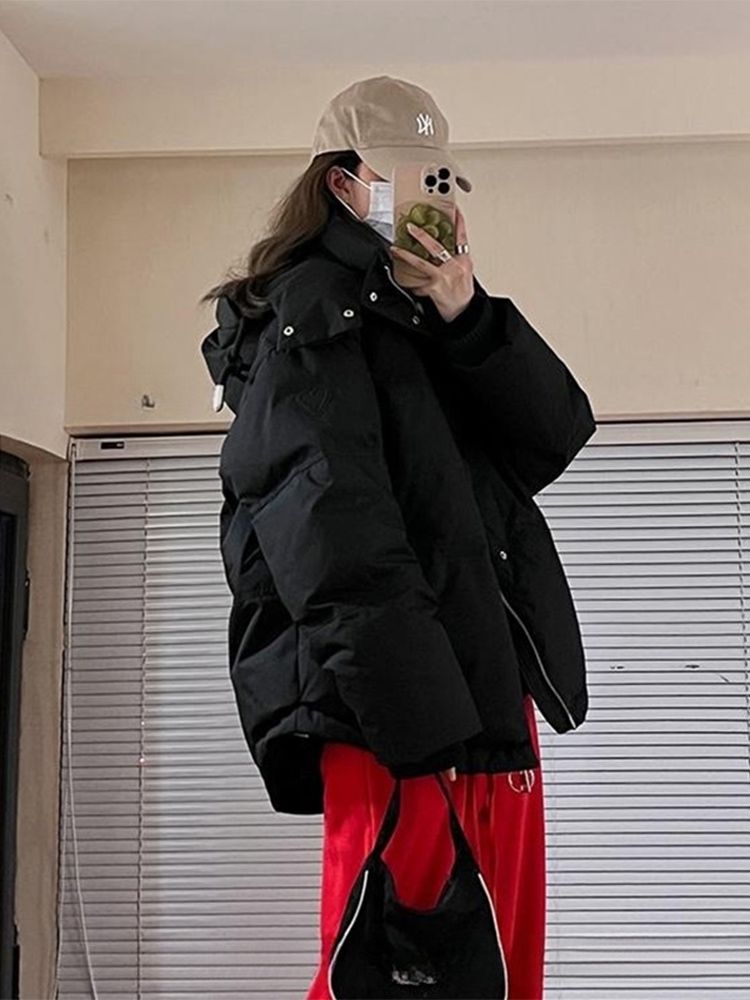 小愛心棉襖女潮ins冬季2023新款學生寬鬆韓版棉服短款麵包服外套