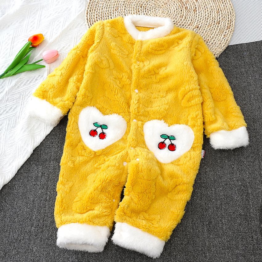 Baby one-piece baby jumpsuit flannel crotch 2 pajamas jumpsuit warm men and women children one-piece autumn and winter