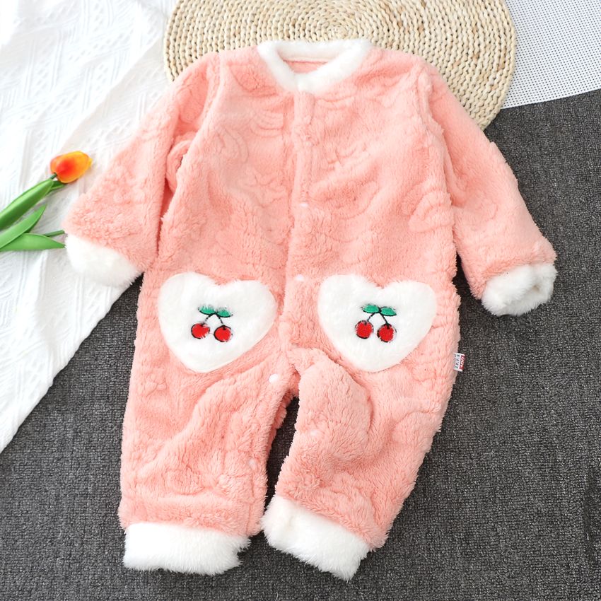 Baby one-piece baby jumpsuit flannel crotch 2 pajamas jumpsuit warm men and women children one-piece autumn and winter