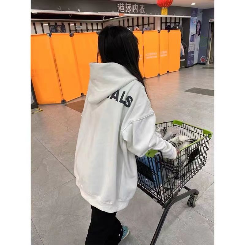 100%紡棉美式高街潮牌百搭連帽衛衣oversize小眾設計感ins風上衣