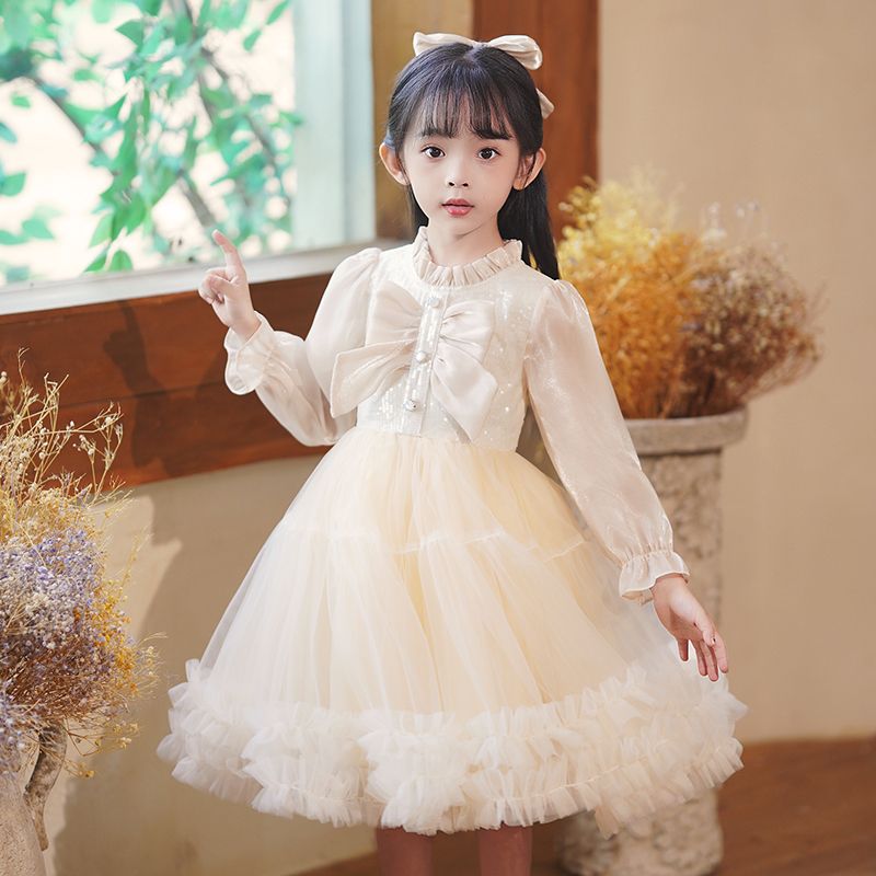 兒童連衣裙秋裝2023新款小女孩秋季蓬蓬生日公主裙女童春秋tutu裙