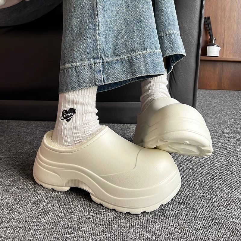 Cotton slippers for women with velvet heel 2023 new winter outer wear waterproof and non-slip indoor thick-soled women's warm cotton shoes