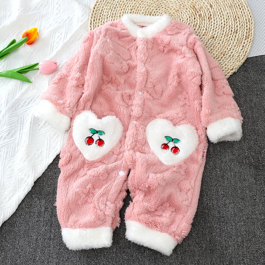 Baby one-piece baby jumpsuit flannel crotch 2 pajamas jumpsuit warm men and women children one-piece autumn and winter