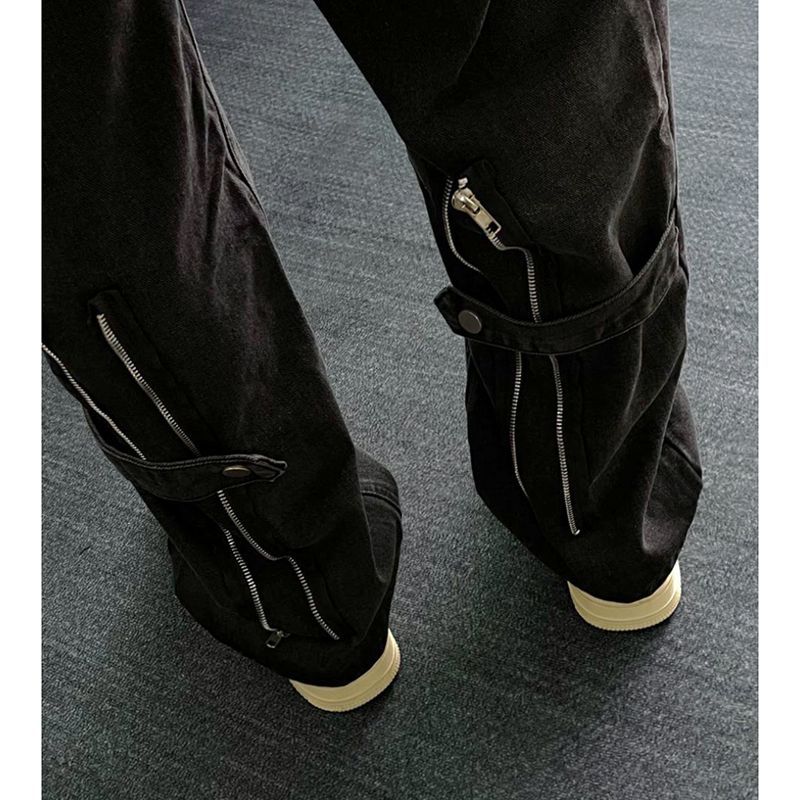 工装牛仔裤男秋季美式高街vibe设计感小众宽松直筒阔腿休闲长裤子