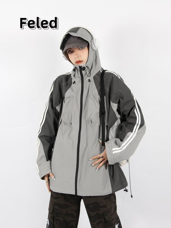 Feila Denton American trendy brand jacket jacket for men and women outdoor functional style vintage hooded loose jacket