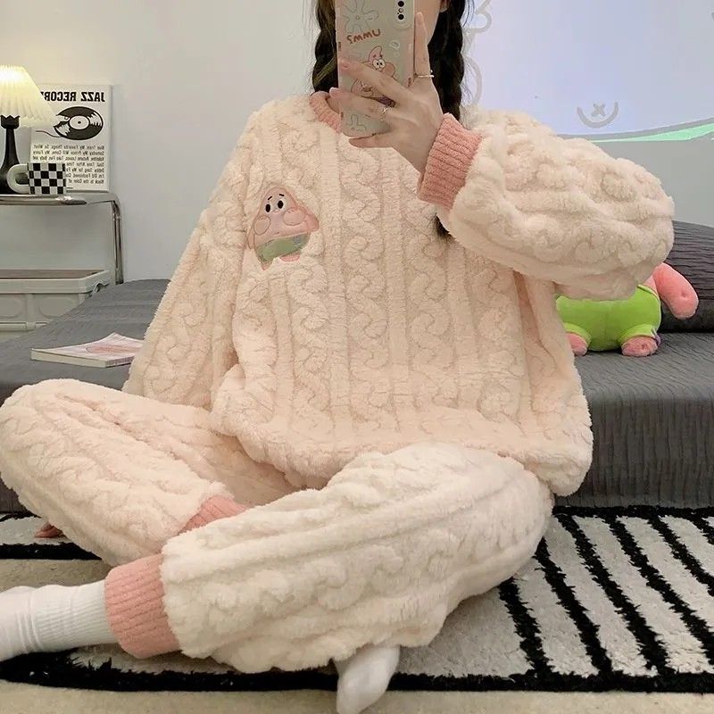 睡衣冬款女長袖加厚珊瑚絨2023年新款韓版法蘭絨秋冬季家居服套裝