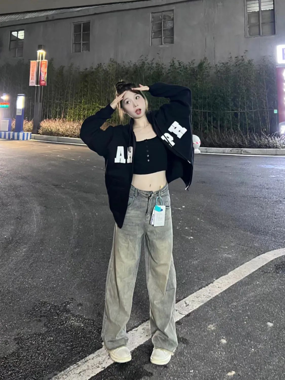 復古毛邊水洗闊腿牛仔褲女2023秋季新款高腰寬鬆顯瘦垂感直筒褲子