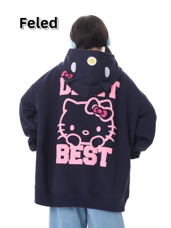Feila Denton loose slim cardigan zipper hooded sweatshirt for men and women early autumn casual lazy casual couple coat