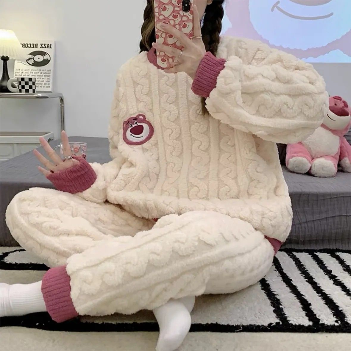 睡衣女秋冬季珊瑚絨加絨加厚2023年新款卡通家居服兩件套法蘭絨
