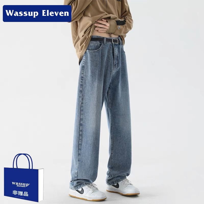 WASSUP官方美式復古直筒牛仔褲男春夏季潮牌寬鬆闊腿褲休閒褲子潮