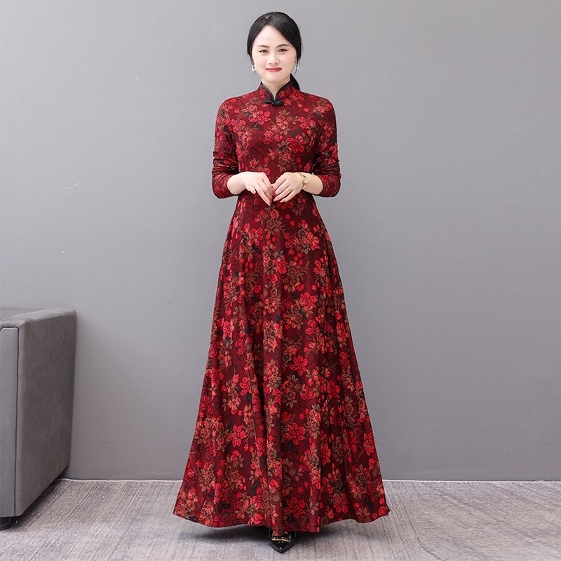 喜婆婆婚宴裝平時可穿連衣裙女秋季2023新款高貴媽媽結婚禮服旗袍