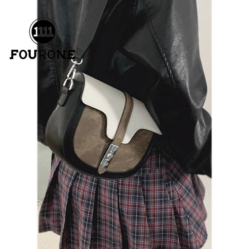Contrast color saddle bag women's new trendy and fashionable Korean armpit bag niche versatile ins crossbody bag