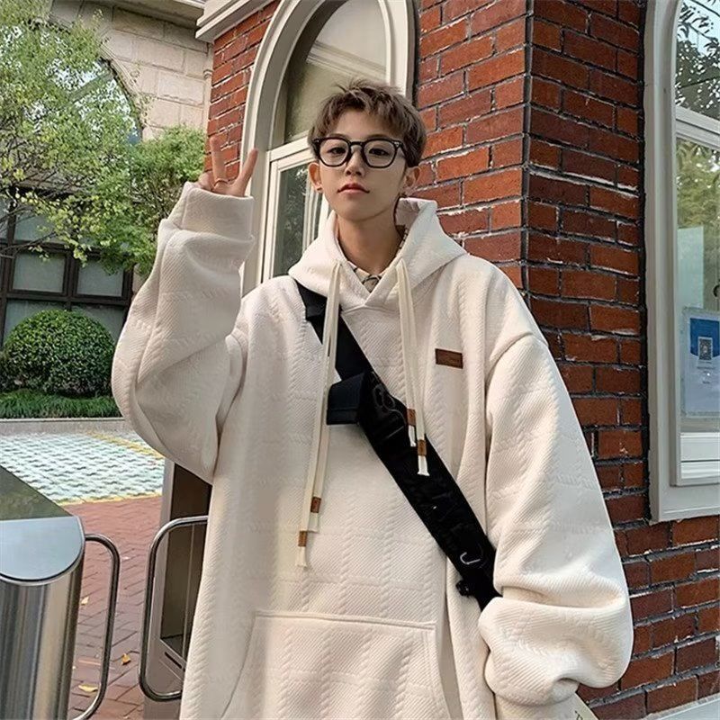 重磅連帽衛衣男士春秋季新款港風寬鬆上衣潮牌小眾慵懶風情侶外套