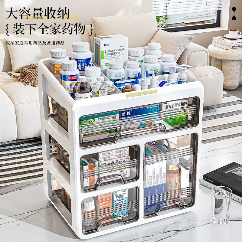药箱药品整理防尘收纳盒家用桌面储药箱多层大容量药物分类医药箱