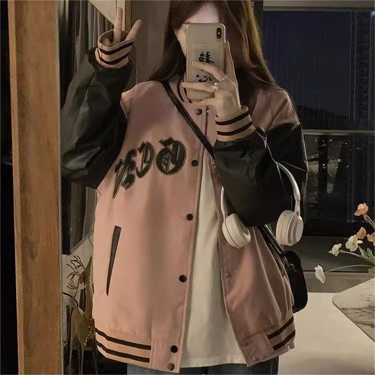 American hip-hop embroidered vintage patchwork baseball jacket trendy brand loose design niche casual jacket