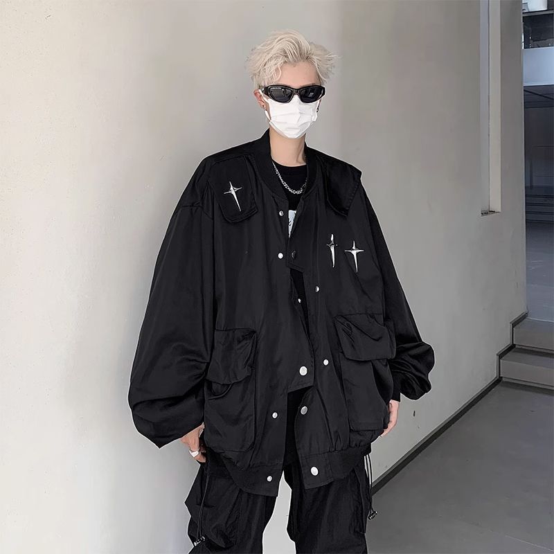 春秋季美式vibe棒球服寬鬆痞帥飛行員外套男高街潮牌休閒工裝夾克