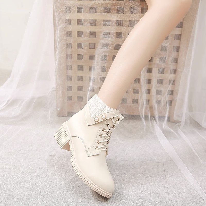 Short boots for women 2023 autumn and winter new Korean style high-heeled women's boots versatile Martin boots thick heel single boots