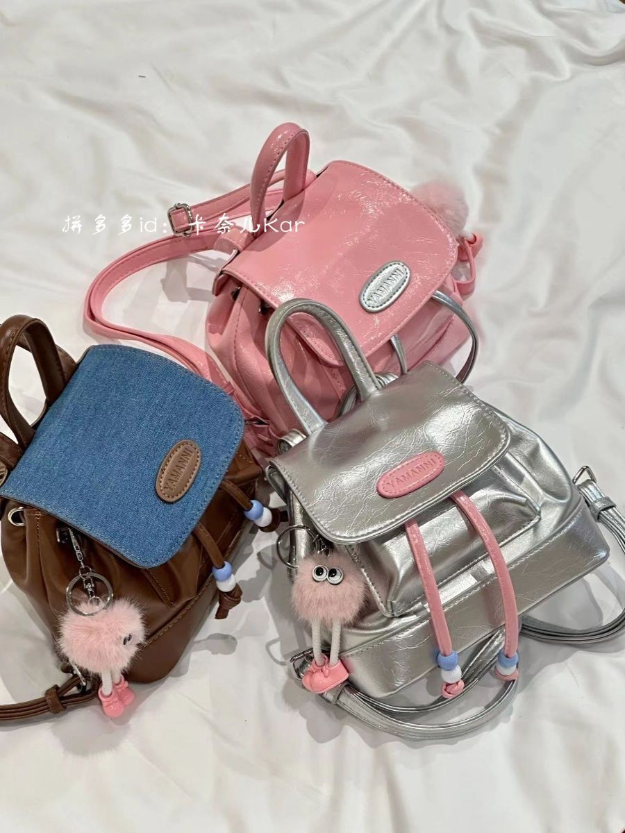 American retro cute girly style small backpack 2023 new hot autumn and winter fashion backpack small school bag