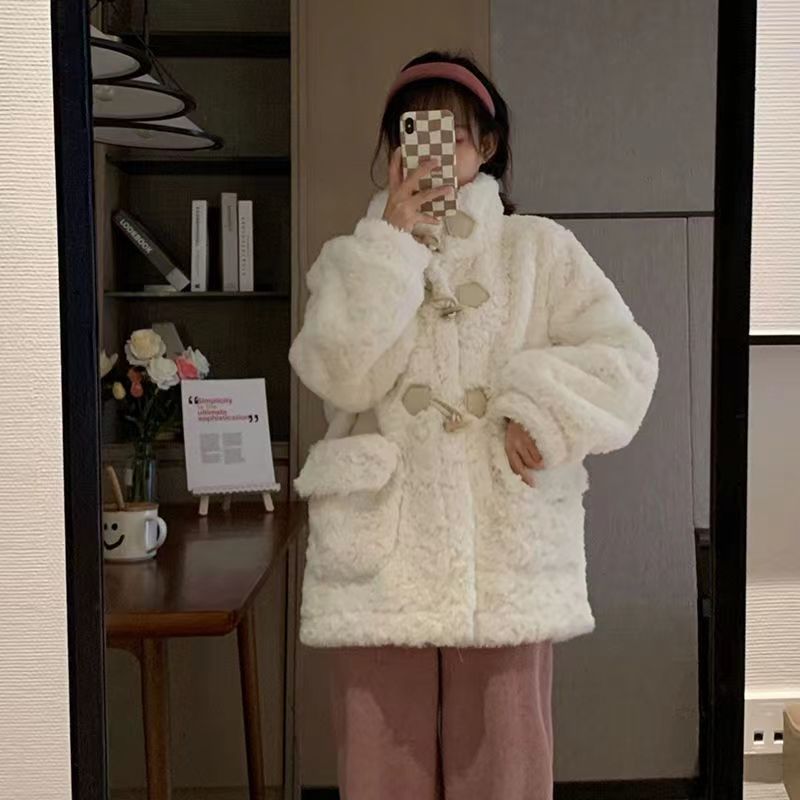 羊羔毛外套女冬季保暖毛毛絨皮毛一體仿獺兔毛休閒環保皮草大衣