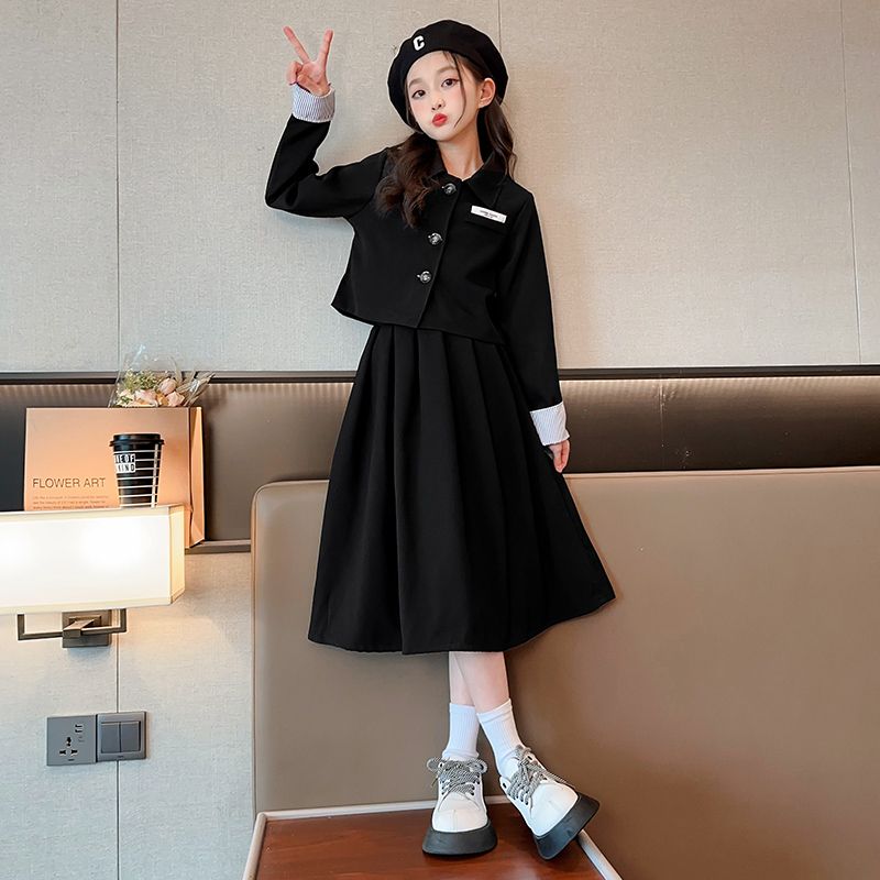 Girls' Autumn Dresses 2023 New Fashionable Children's Fashionable Autumn Suits Big Children's Spring and Autumn Style Skirts