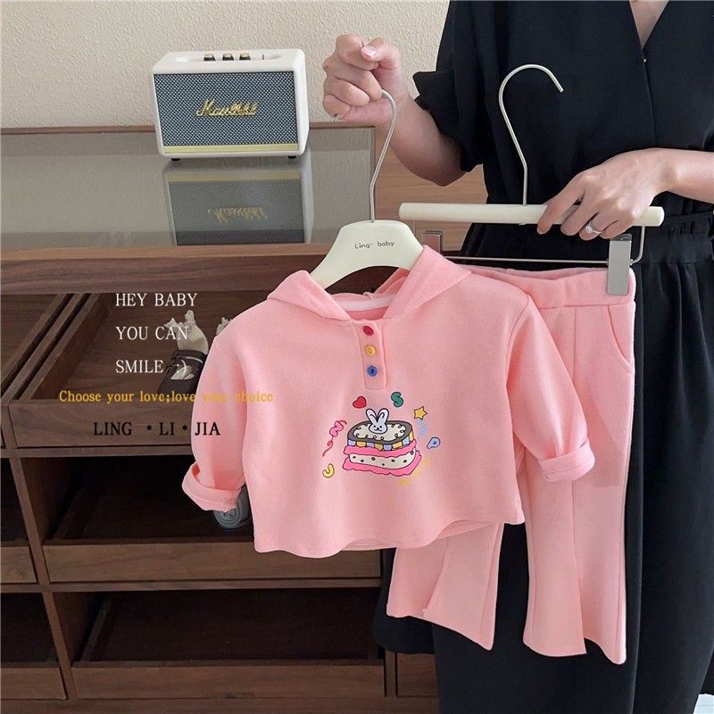 Girls' Autumn Style Suit 2023 New Children's Clothing Korean Spring and Autumn Style Hooded Sweatshirt Casual Wear Two-piece Set