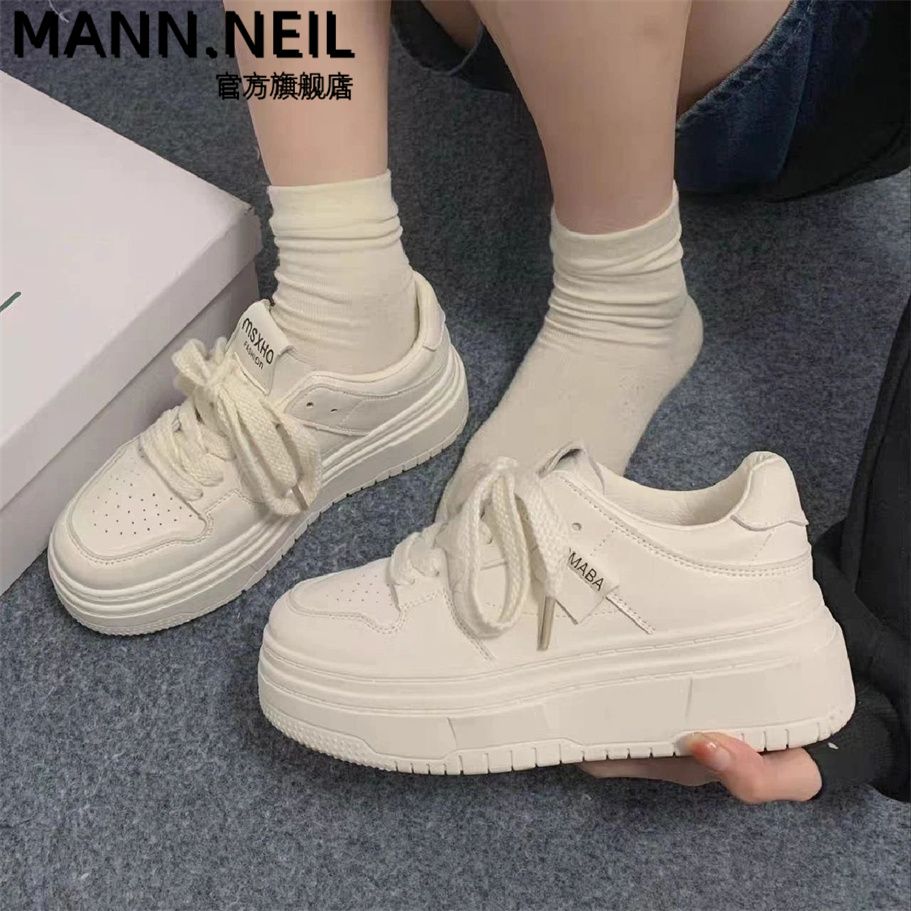 Mann Neil校園超輕百搭板鞋女新款ins美式小白鞋子學生休閒鞋潮女