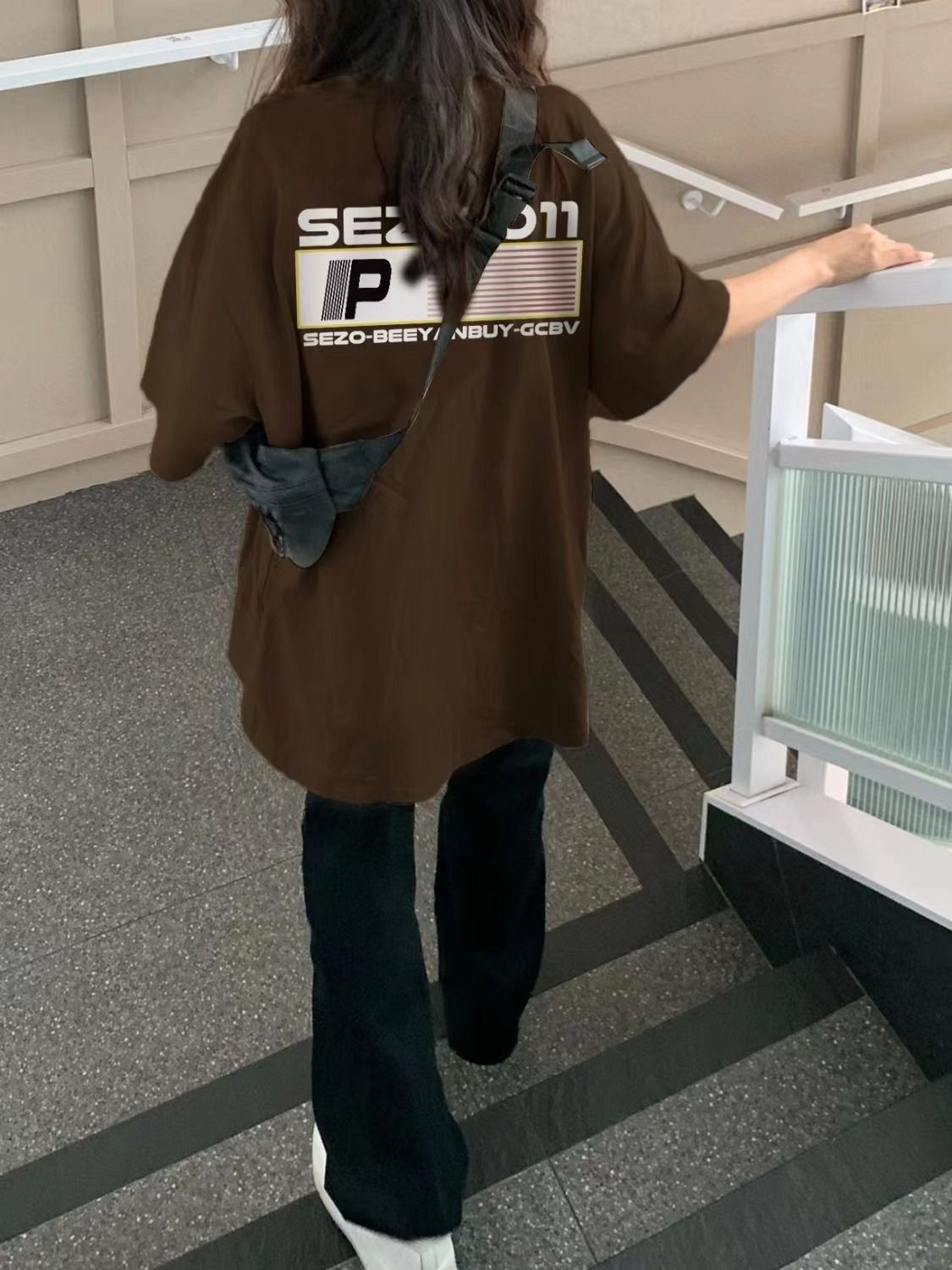 100%純棉T恤女短袖圓領夏季小眾別致寬鬆ins情侶上衣hiphop美式