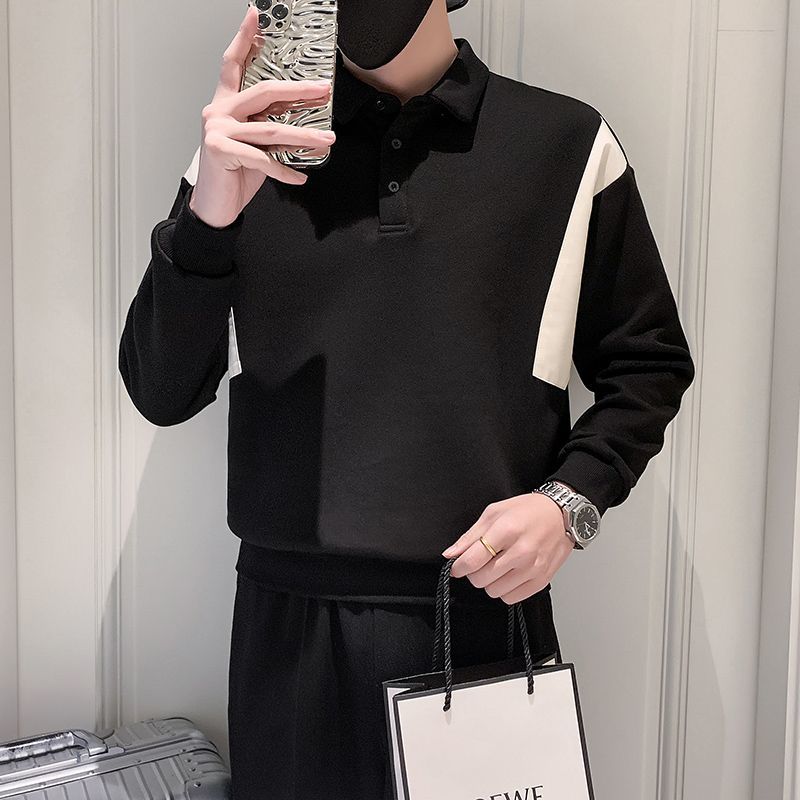 Sweater Men's Spring and Autumn 2023 New Pi Shuai Trendy Brand Contrast Colored Polo Shirt Men's Fashion Versatile Top_voghion.com