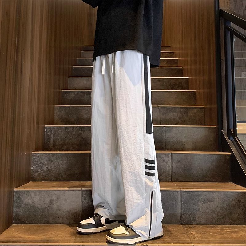 拼接速干衝鋒褲男士春秋季美式潮牌戶外機能褲子寬鬆休閒直筒長褲