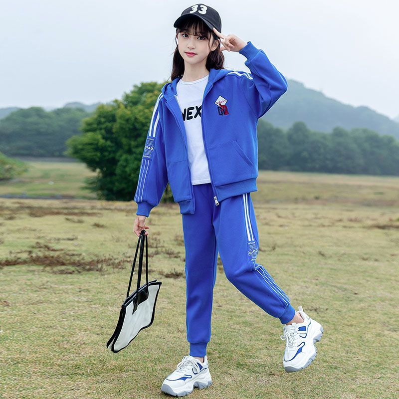 女童秋裝衛衣套裝時髦洋氣2023新款女孩休閒中大童春秋運動兩件套