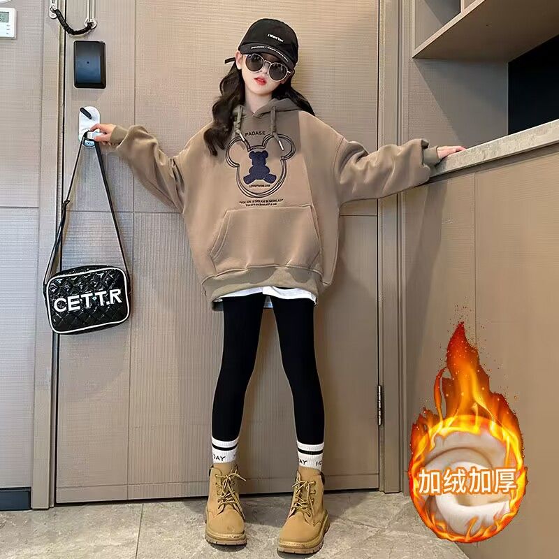 女童加絨衛衣2023秋冬新款韓版洋氣兒童中大童網紅加厚上衣童裝潮