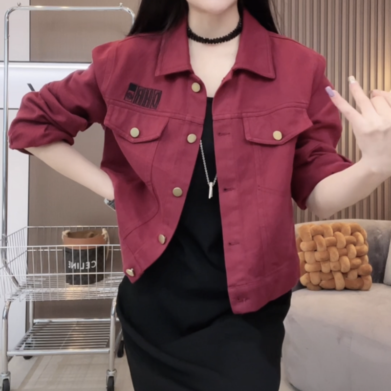 藍海奕諾寬鬆休閒牛仔外套女2023秋季新款顯瘦百搭遮肉短款上衣潮