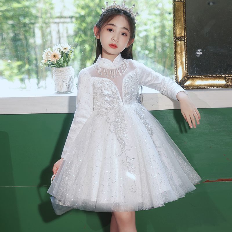 女童禮服公主裙高端輕奢小眾兒童生日宴花童主持人鋼琴演出服紗裙