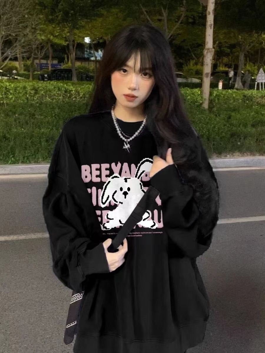 2023春秋薄款衛衣女oversize寬鬆學生美式上衣服秋冬季加絨厚外套