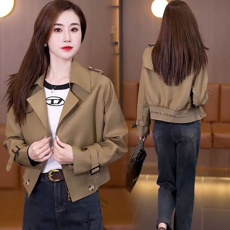 藍海奕諾氣質短款外套女2023秋新款小個子時尚風衣小西裝上衣西服