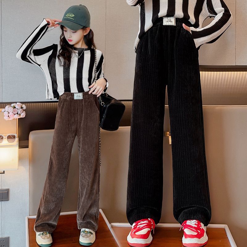 女童褲子春秋款外穿洋氣女孩休閒秋季時髦長褲大童秋裝兒童闊腿褲
