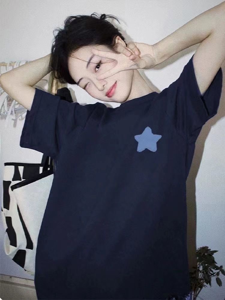 100%純棉短袖t恤女ins潮原創潮牌學生韓版寬鬆中長款學生半袖上衣