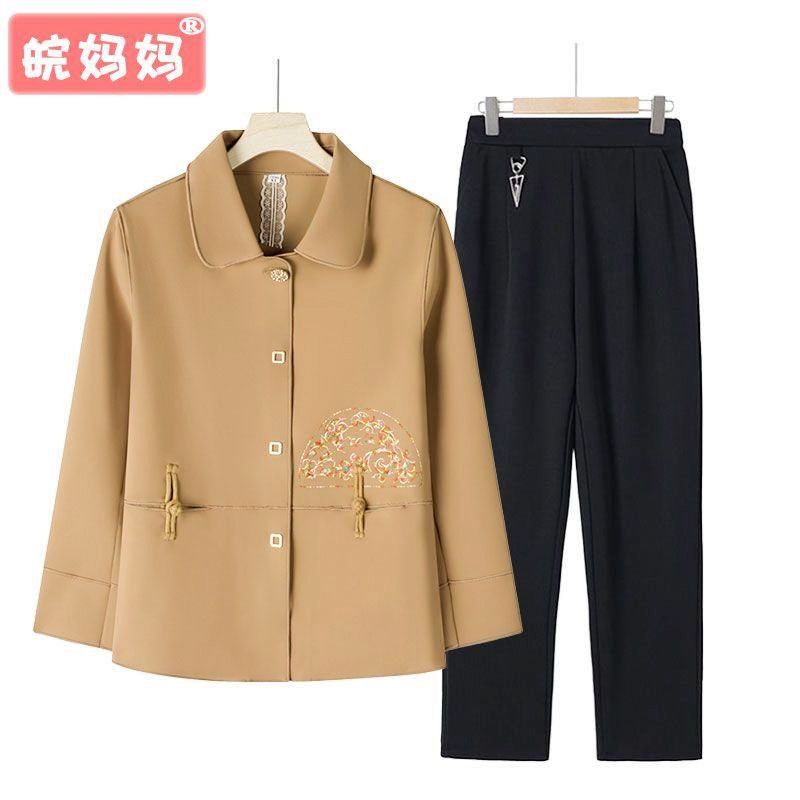 中年媽媽裝春秋季二八月外套中老年女裝洋氣套裝40到50歲高檔衣服