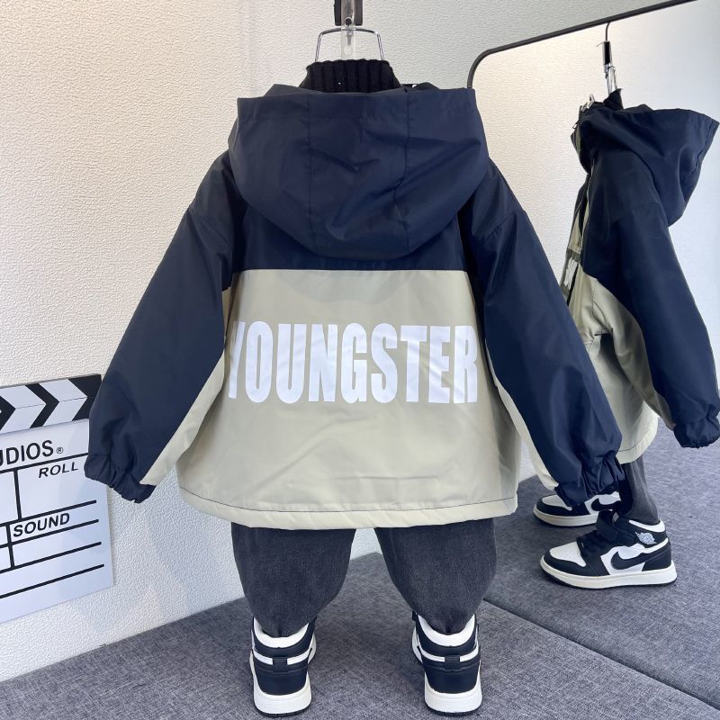 男童棉服冬季衝鋒衣夾棉外套2023新款時髦兒童加厚炸街潮寶寶棉襖