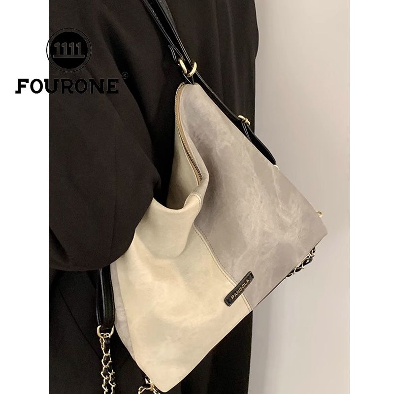 Retro Contrast Color Commuting Bag Women  New Fashion Tote Bag Versatile Large Capacity Shoulder Bag
