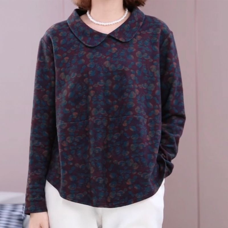 美拉德海皮絨高檔媽媽上衣大碼遮肉遮胯外穿內搭絨衫2023秋季新款